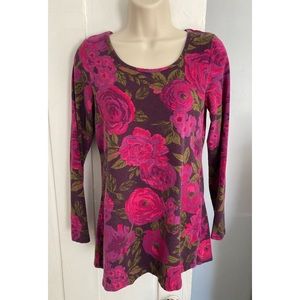 💐3/$12 Isaac Mizrahi long-sleeved knit top rose print